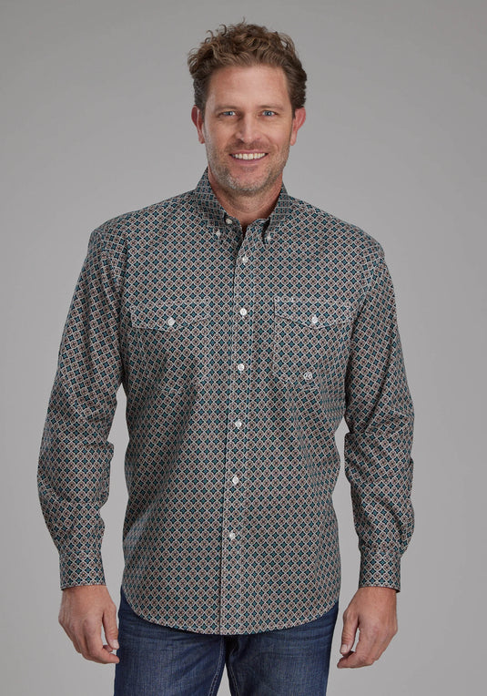 03-001-0325-6021 BR - Roper Men's Acorn Foulard Long Sleeve Button Western Shirt