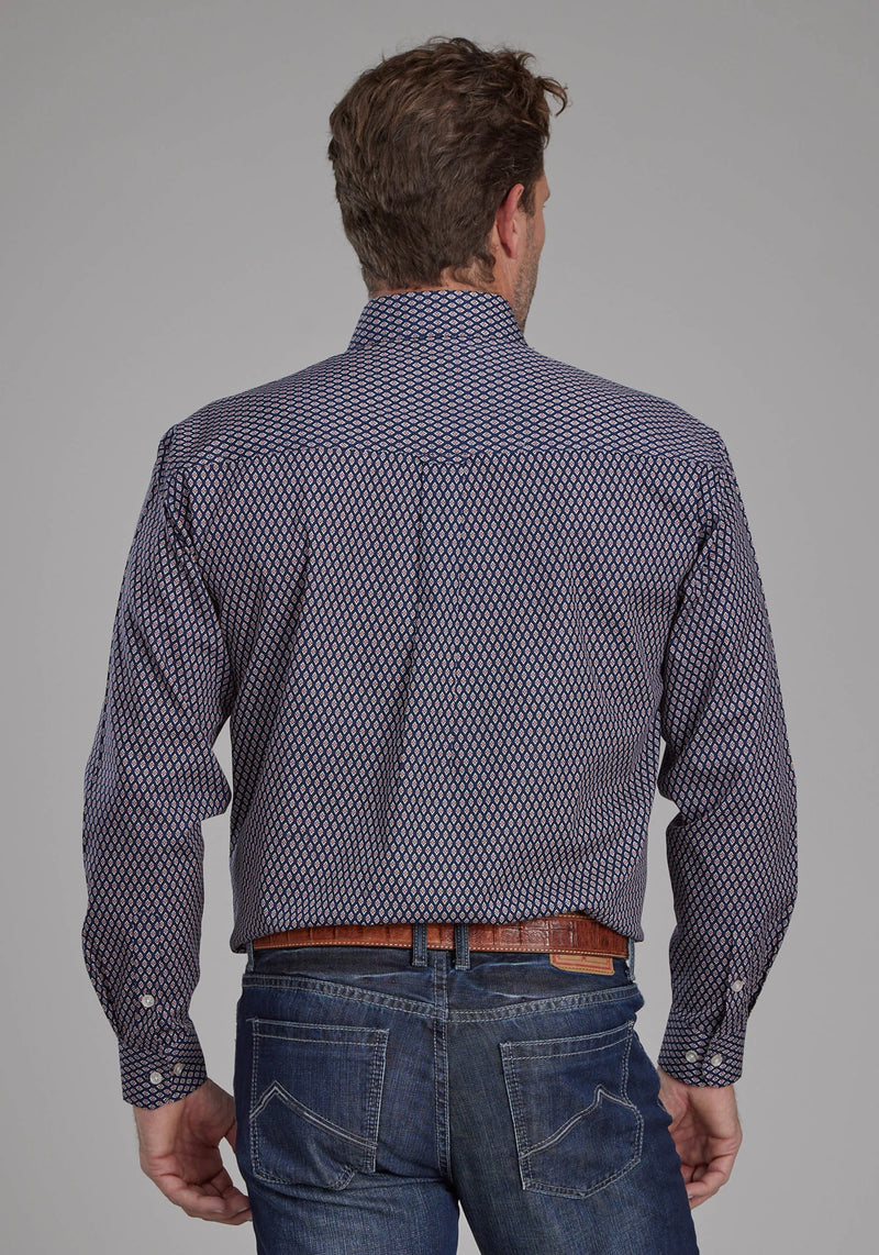 Load image into Gallery viewer, 03-001-0326-6027 BU - Roper Men's Diamond Eye Geo Long Sleeve Button Western Shirt
