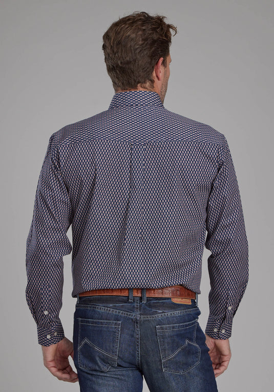 03-001-0326-6027 BU - Roper Men's Diamond Eye Geo Long Sleeve Button Western Shirt