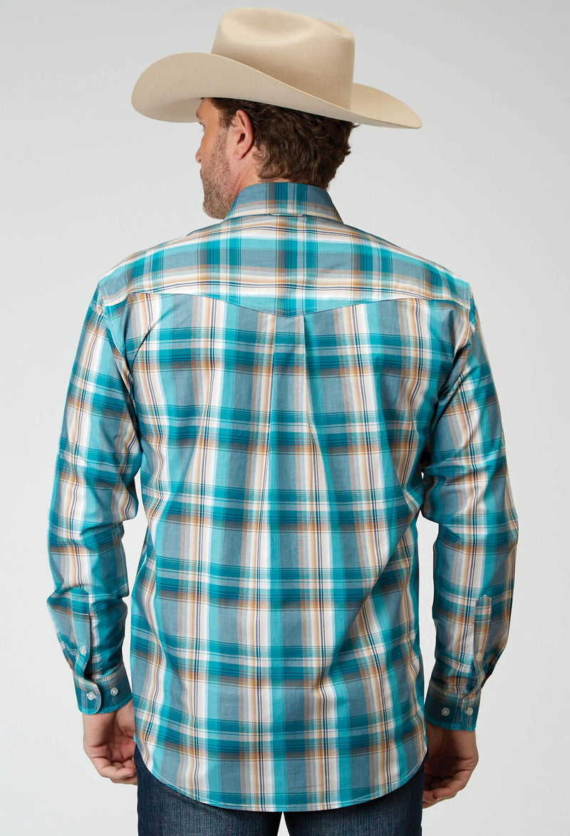 Load image into Gallery viewer, 03-001-0378-2095 MU - Roper Men's Long Sleeve Button Waters Edge Plaid Western Shirt
