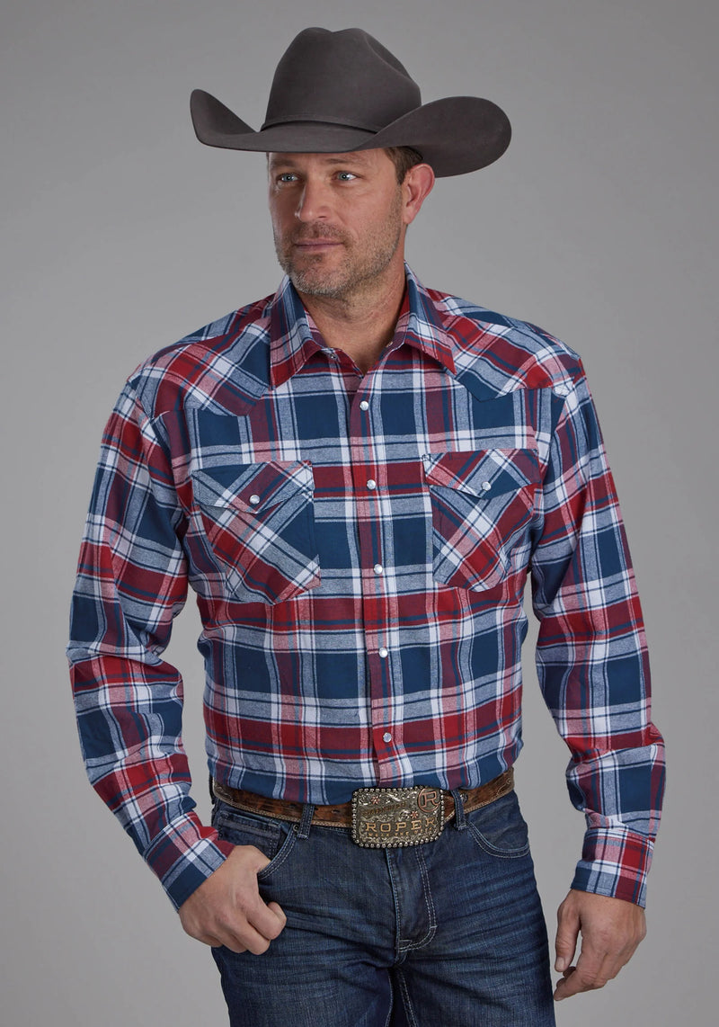 Load image into Gallery viewer, 03-001-0522-1702 RE - Roper Men's Unlined Flannel Shirt Long Sleeve Snap Western Shirt
