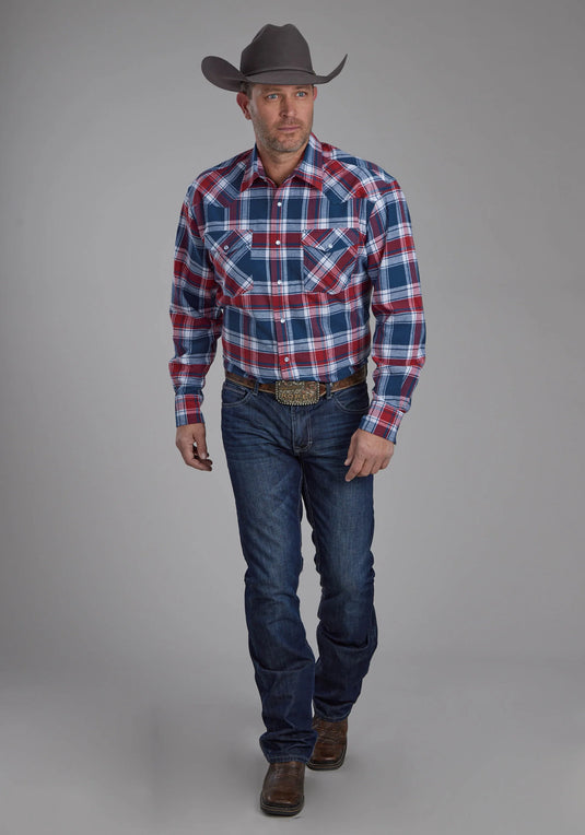 03-001-0522-1702 RE - Roper Men's Unlined Flannel Shirt Long Sleeve Snap Western Shirt
