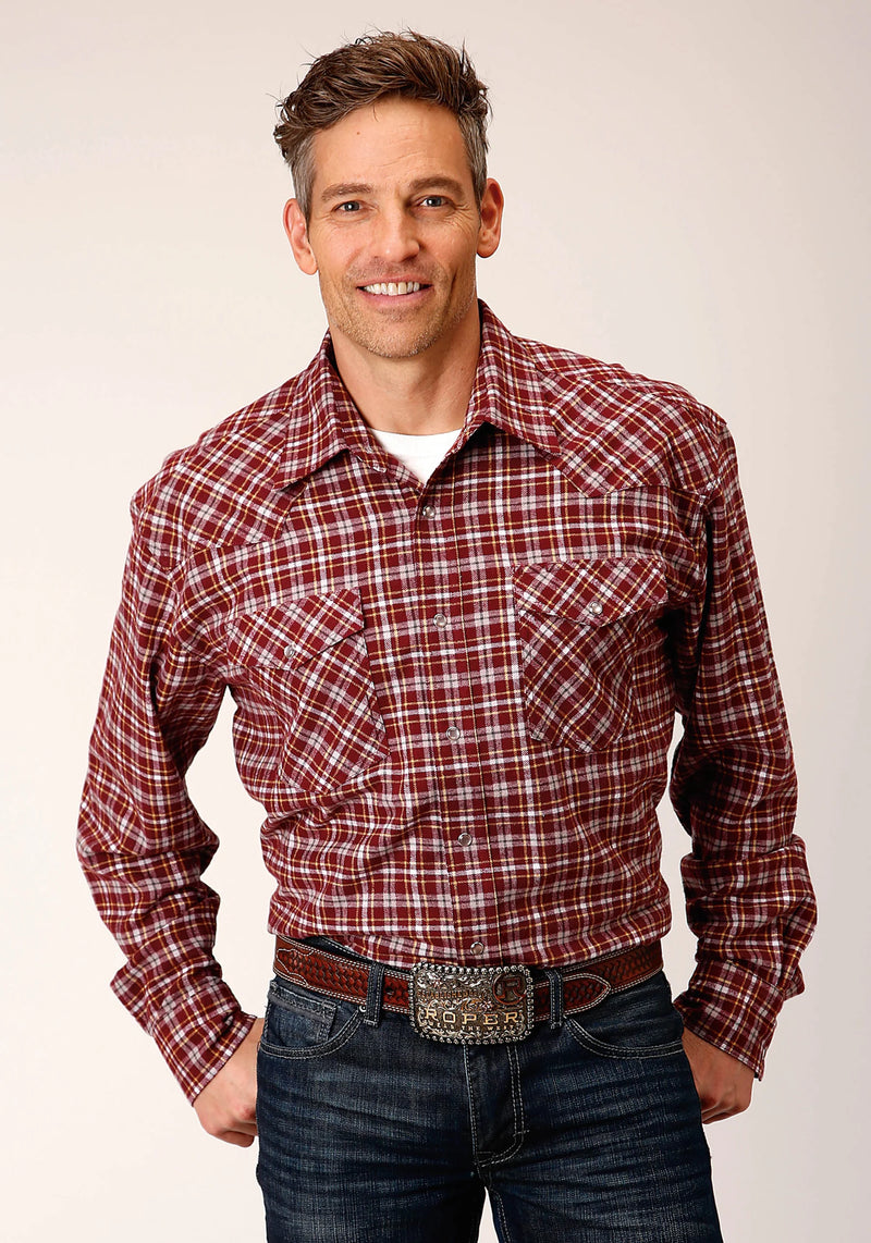 Load image into Gallery viewer, 03-001-0522-3696 WI - Roper Men's Long Sleeve Snap Unlined Flannel Plaid Shirt Western Shirt
