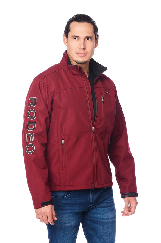 NJ650-EMB-BURG-BLACK - Rodeo Clothing Men's Soft Shell Bonded Jacket