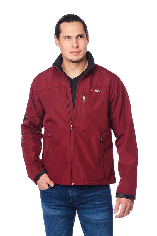 NJ650-EMB-BURG-BLACK - Rodeo Clothing Men's Soft Shell Bonded Jacket
