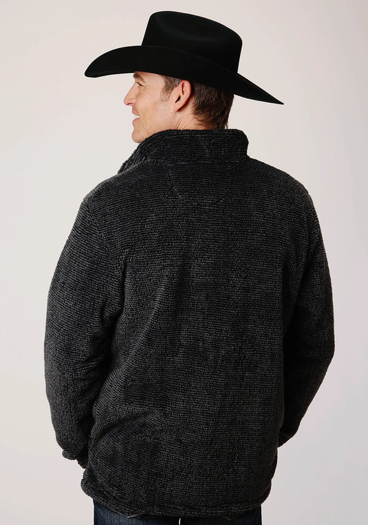 03-097-0250-7122 GY - Roper Men's Gray Melange Fleece 3/4 Zip Pullover
