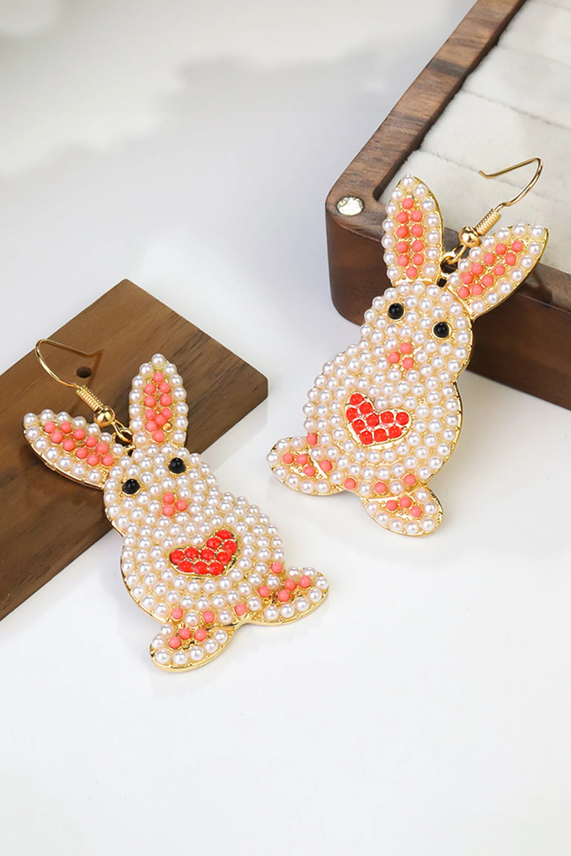 Load image into Gallery viewer, DLLER 29 - White Easter Bunny Luminous Beading Earrings
