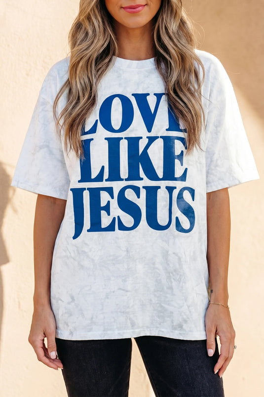 DLLS710 - Ladies Gray Love Like Jesus Camouflage Oversized T Shirt