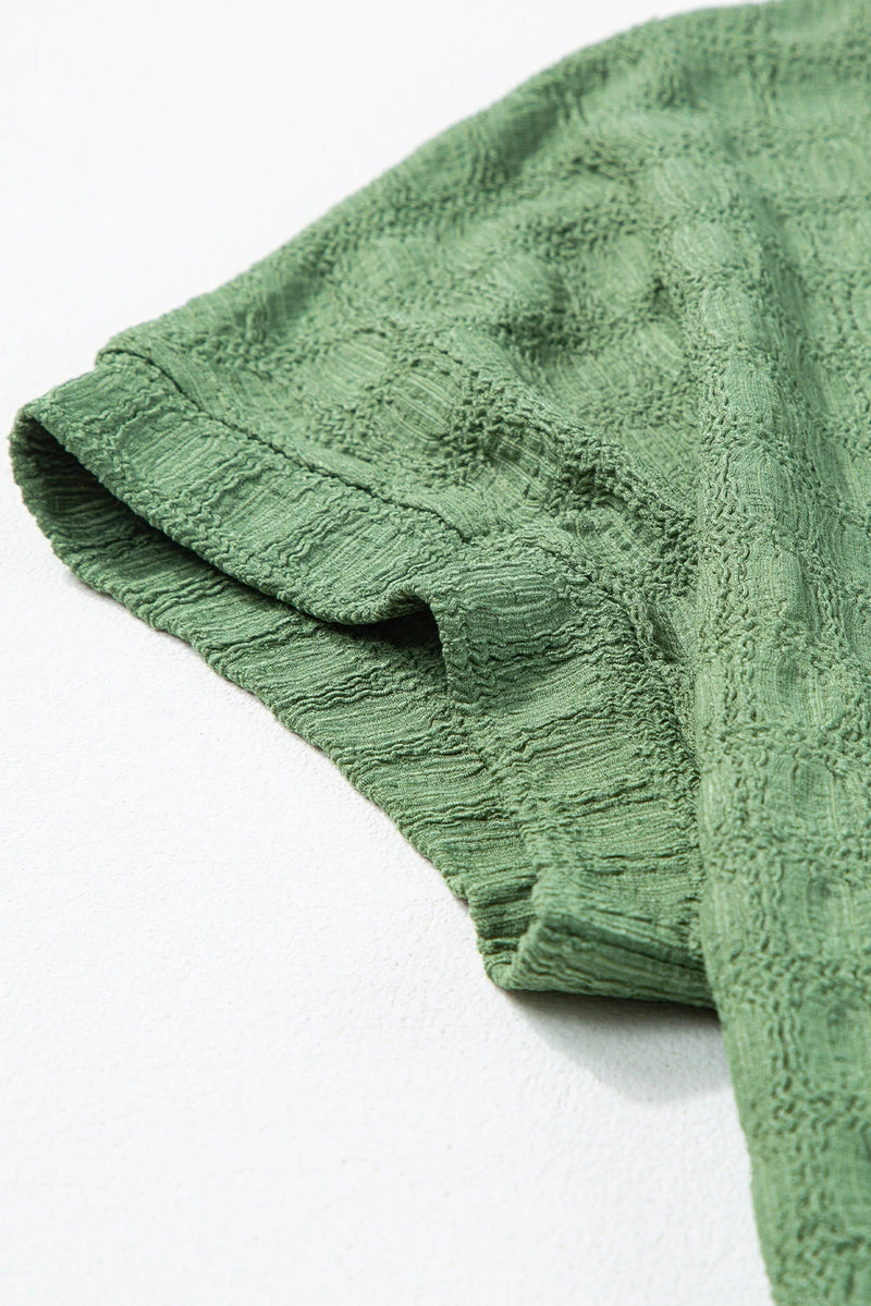 Load image into Gallery viewer, DLLS552 - Ladies Grass Green Solid Color Textured Batwing Sleeve Tee
