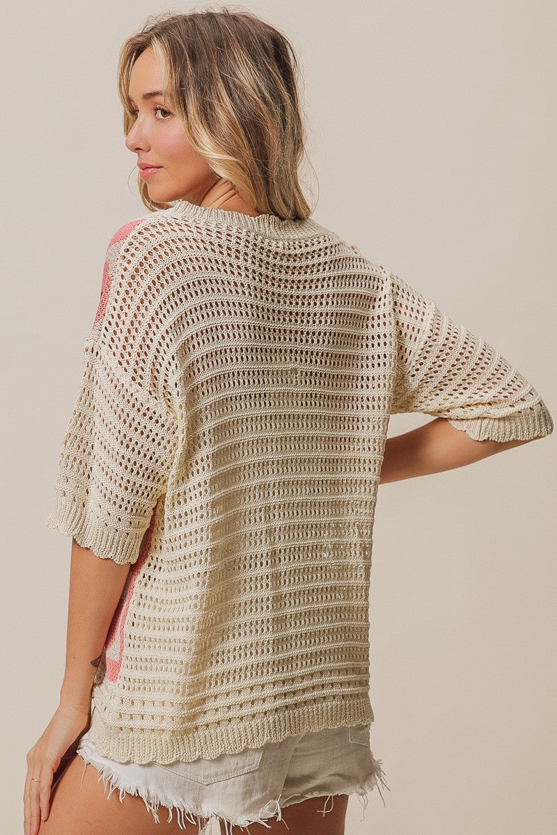 Load image into Gallery viewer, BIBI14- Ladies Flower Printed Crochet Buttoned Cardigan
