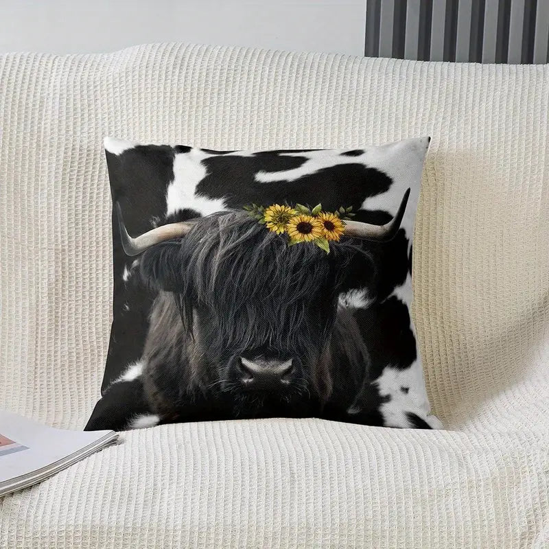 Load image into Gallery viewer, TMPL54 - Set of 2 - 18&quot; x 18&quot; Highland Cow Throw Pillows
