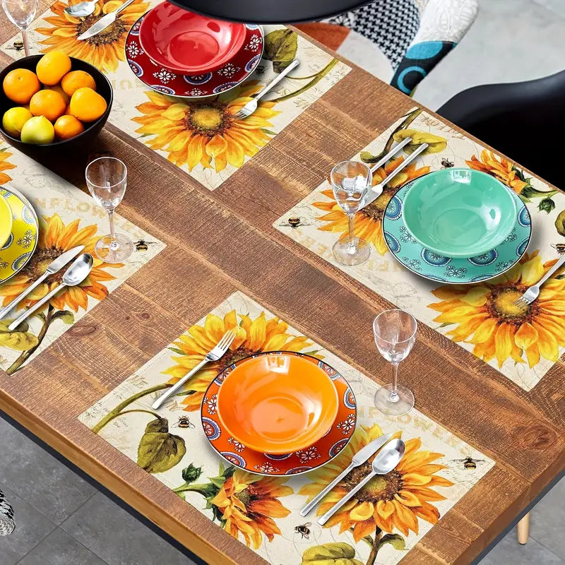Load image into Gallery viewer, TMPLMT7 - Set of 4 - Sunflower Placemat Set
