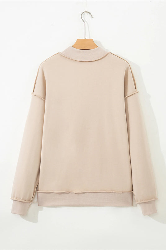 DLLS1135 - Ladies Apricot Oversize Drop Shoulder Reversible Mock Neck Sweatshirt