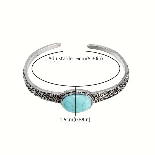 TMBC11 - Synthetic Turquoise Open Bangle Bracelet