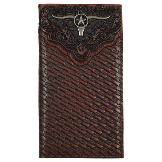 2512395661 - Justin Rodeo Wallet Embossed Yoke W/Basketweave & Steer Head