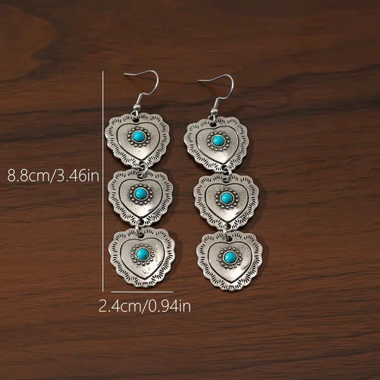 TMER68 - Triple Heart Drop Earrings