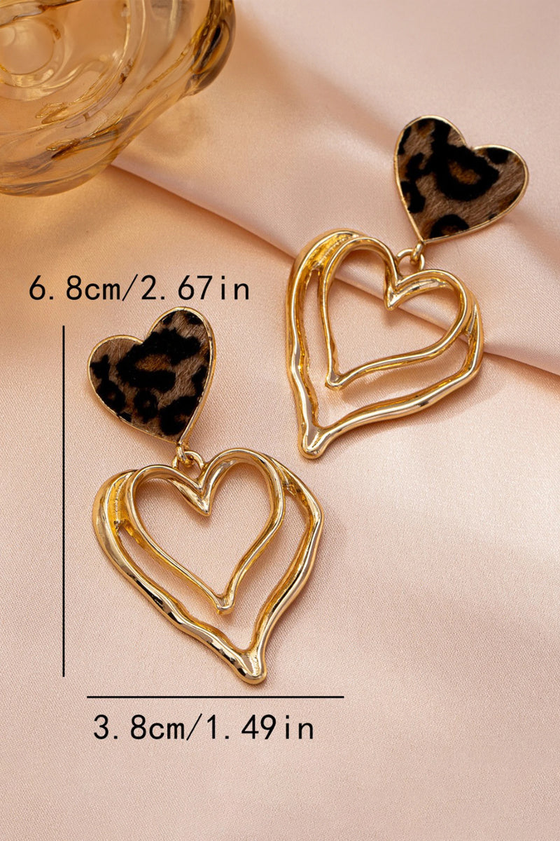 Load image into Gallery viewer, DLLER 28 - Gold Plated Irregular Hollowed Heart Leopard Studded Earrings
