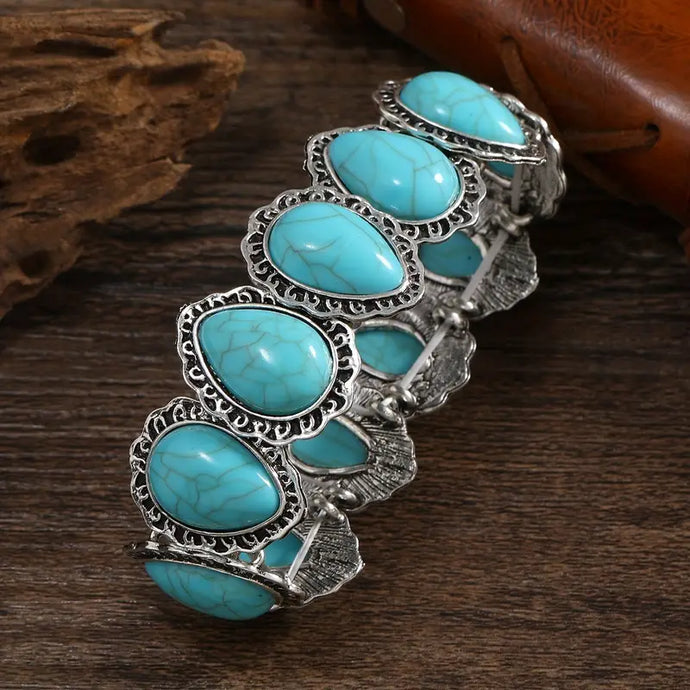 TMBC34 - Waterdrop Turquoise Stretchable Bracelet