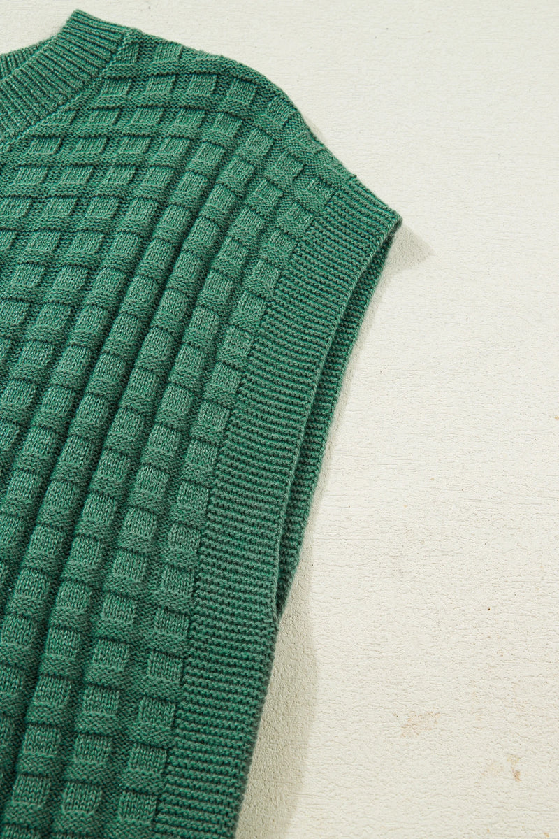 Load image into Gallery viewer, DLLS511 - Ladies Mist Green Solid Color Round Neck Textured Short Sleeve Sweater
