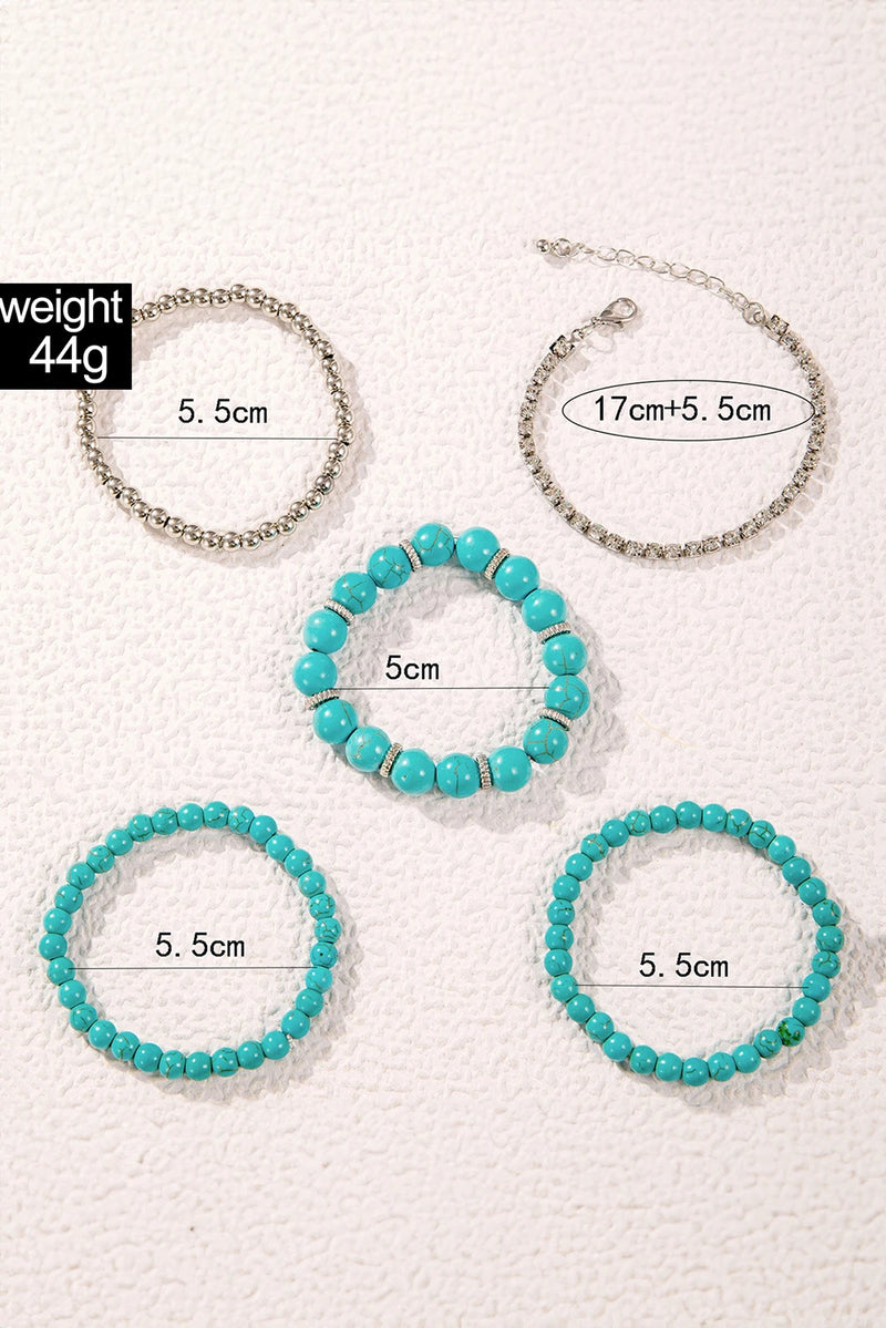 Load image into Gallery viewer, DLLBC 14 - Turquoise Multilayer Alloy Rhinestone Beading Bracelet
