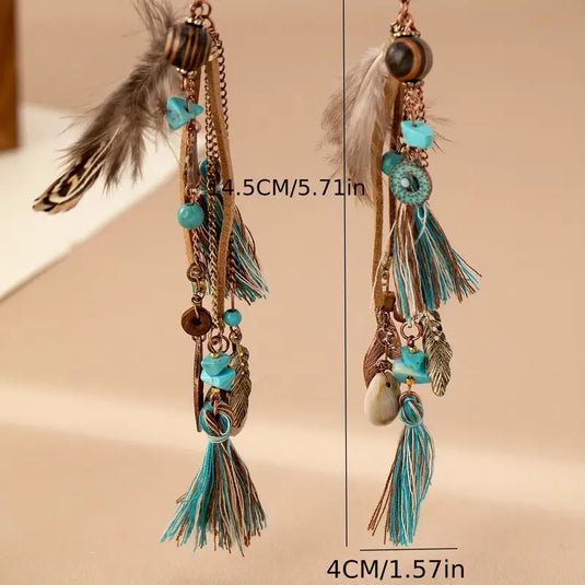 TMER56 - Feather Tassle Post Earrings