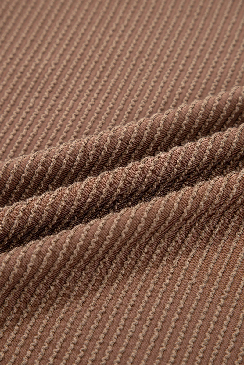 Load image into Gallery viewer, DLLS169 - Ladies Dark Khaki Twist Ribbed Exposed Seam Detail Long Sleeve Loose Top
