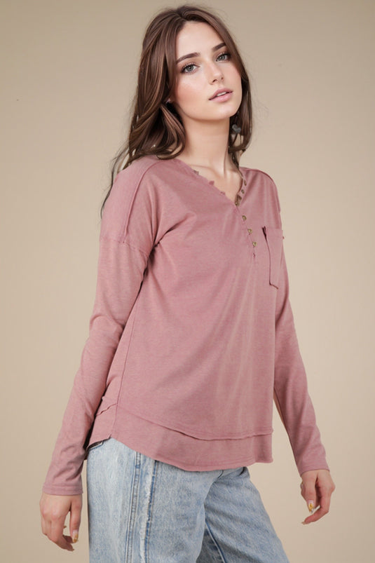 Very 10 - Ladies Mineral Washed Cotton Comfy Knit Top