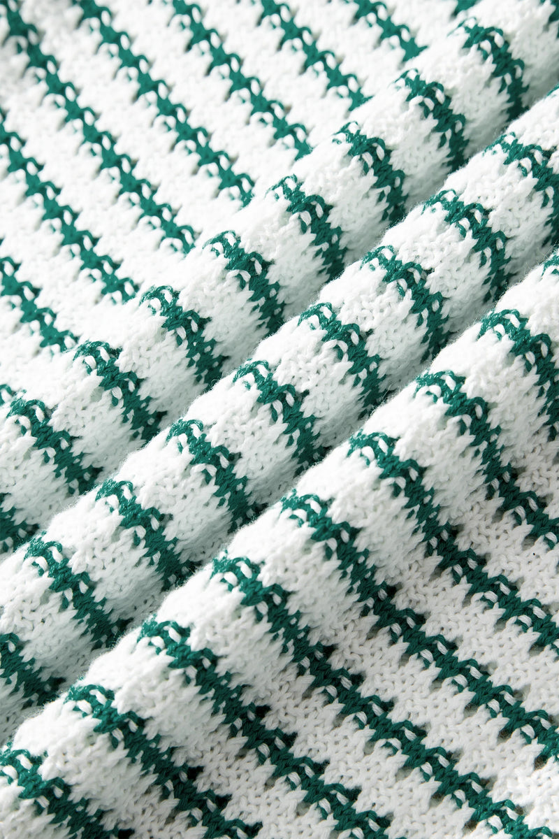 Load image into Gallery viewer, DLLS509 - Ladies Green Stripe Ribbed Trim Loose Fit Knitted Sweater Vest
