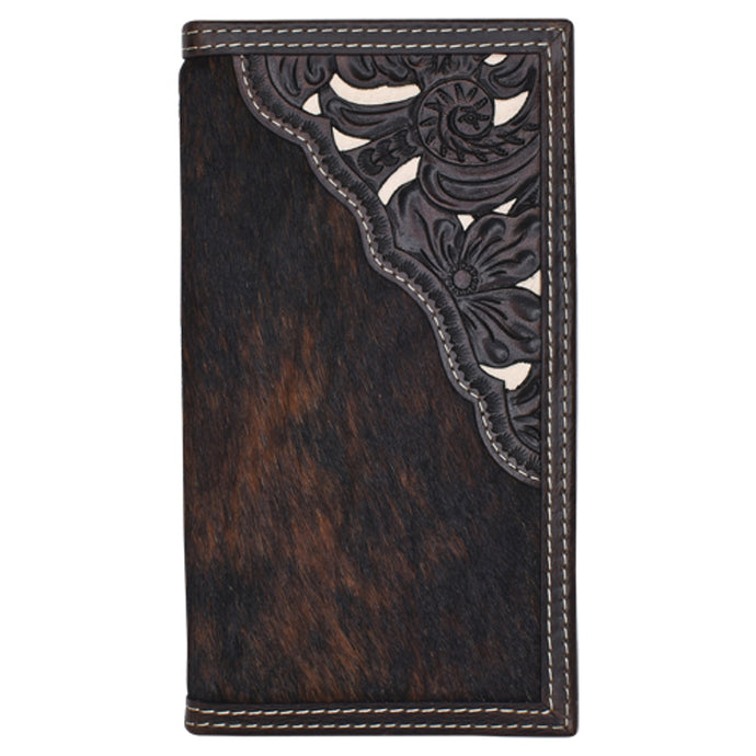 23141566W4 - Tony Lama Brindle Hair On W/Tooled Yoke Rodeo Wallet
