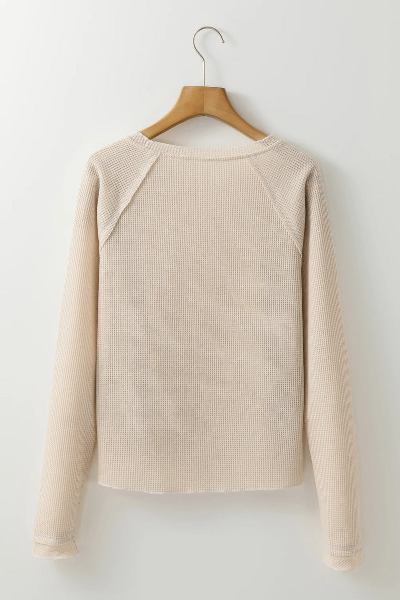 Load image into Gallery viewer, DLLS209 - Ladies Apricot Textured Round Neck Long Sleeve Top
