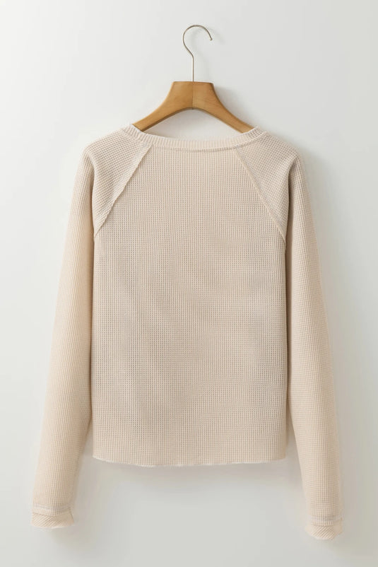 DLLS209 - Ladies Apricot Textured Round Neck Long Sleeve Top