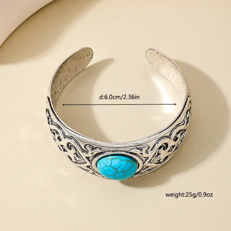 Load image into Gallery viewer, TMBC12 - Turquoise Open Bangle Bracelet
