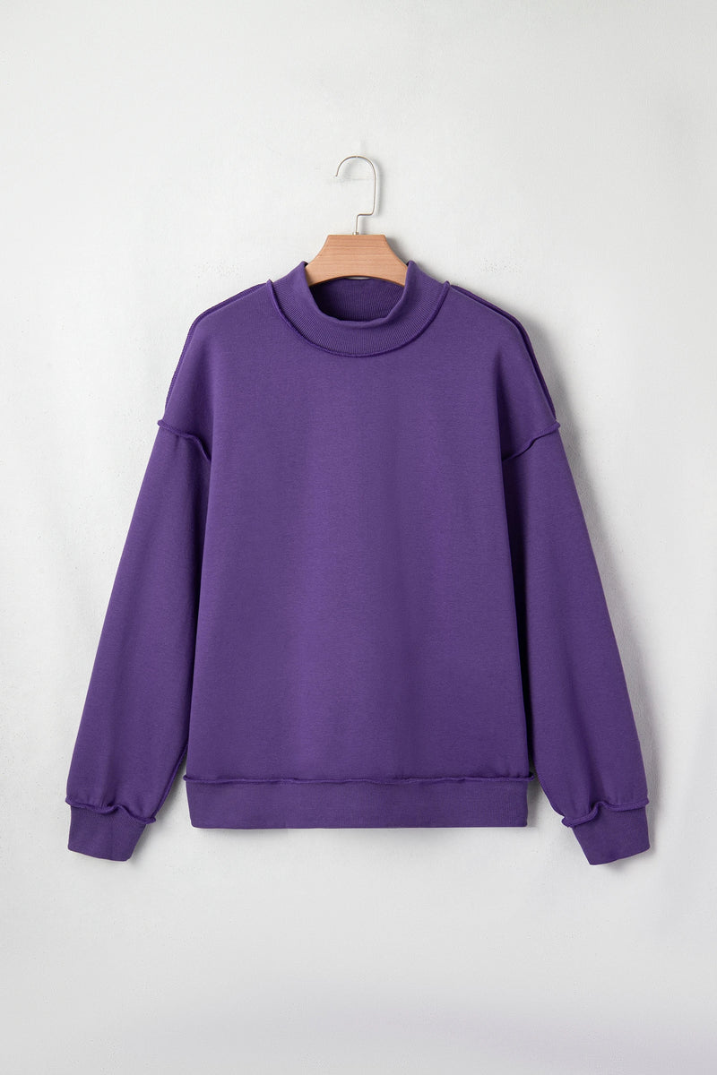 Load image into Gallery viewer, DLLS1132 - Ladies Tillandsia Purple Oversize Reversible Mock Neck Sweatshirt
