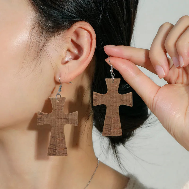 Load image into Gallery viewer, NIHER63 - PU Leather Cross Earrings
