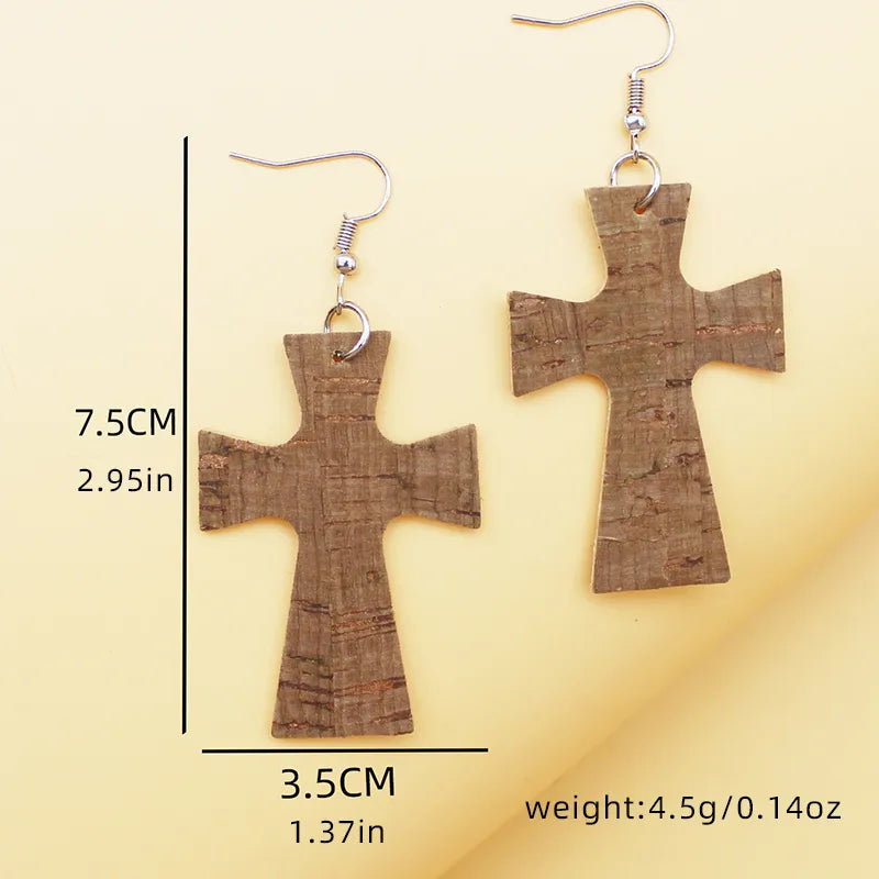 Load image into Gallery viewer, NIHER63 - PU Leather Cross Earrings
