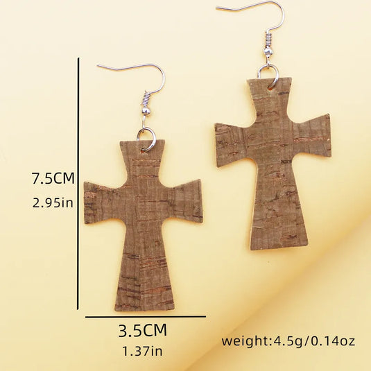 NIHER63 - PU Leather Cross Earrings