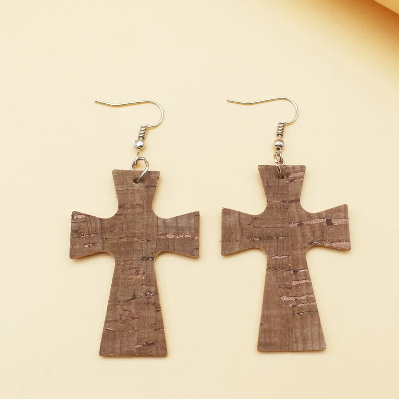 Load image into Gallery viewer, NIHER63 - PU Leather Cross Earrings
