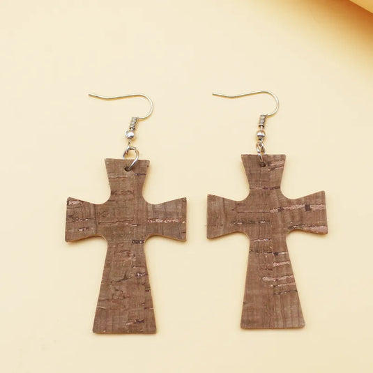 NIHER63 - PU Leather Cross Earrings