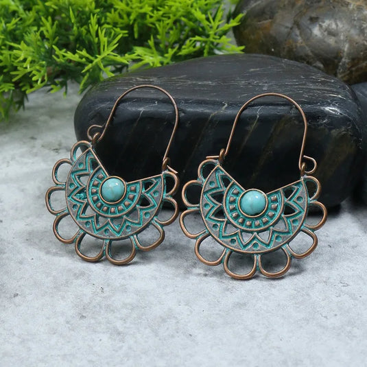 NIHER32 - Rustic Turquoise Earrings