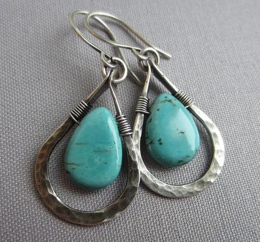 NIHER16 - Vintage Style Waterdrop Turquoise Earrings