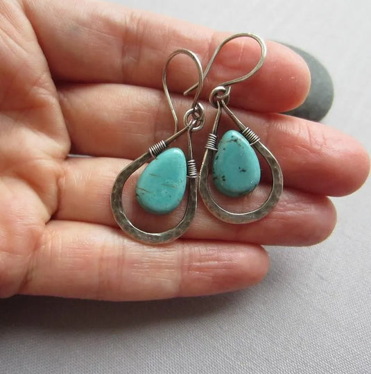 NIHER16 - Vintage Style Waterdrop Turquoise Earrings