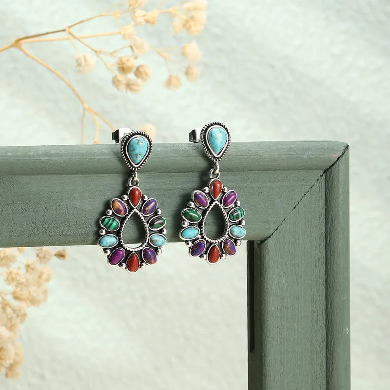 Load image into Gallery viewer, NIHER99 - Water Droplet Multi Stone Stud Earrings
