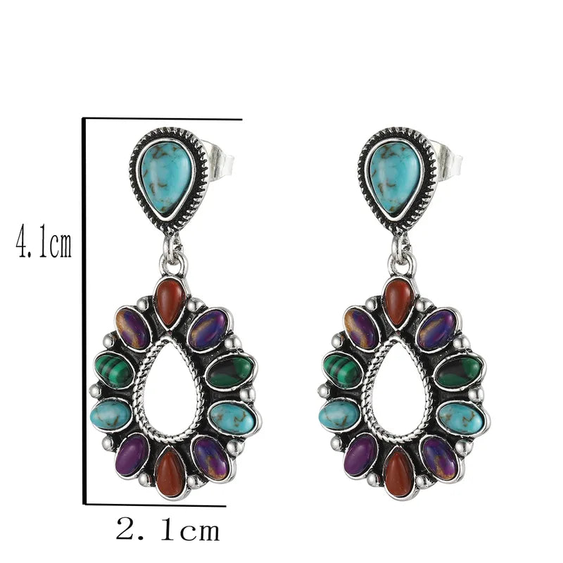 Load image into Gallery viewer, NIHER99 - Water Droplet Multi Stone Stud Earrings
