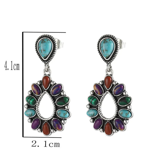 NIHER99 - Water Droplet Multi Stone Stud Earrings