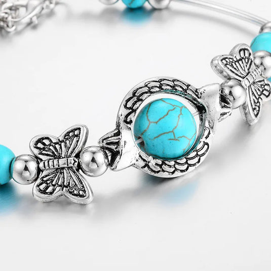 NIHBC61 - Fashion Butterflies & Turquoise Patchwork Bracelet