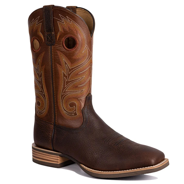 Load image into Gallery viewer, PLT103615 - Palitutu Men's Brown Embroidered Full-Grain Leather Square Toe Western Boots
