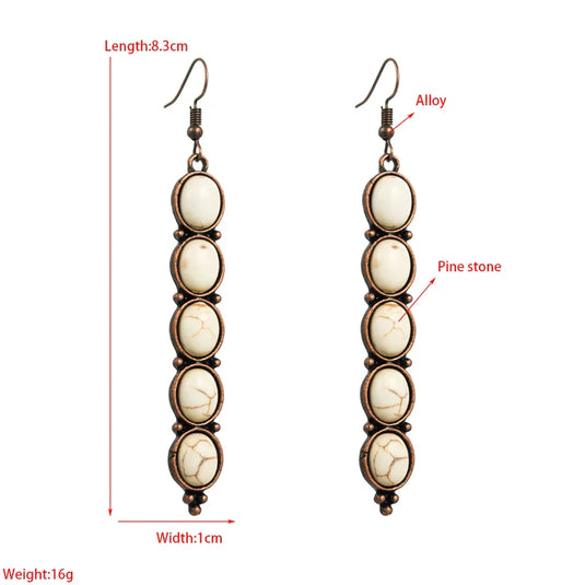 GOODER 2 - Retro White Multi Stone Drop Earrings