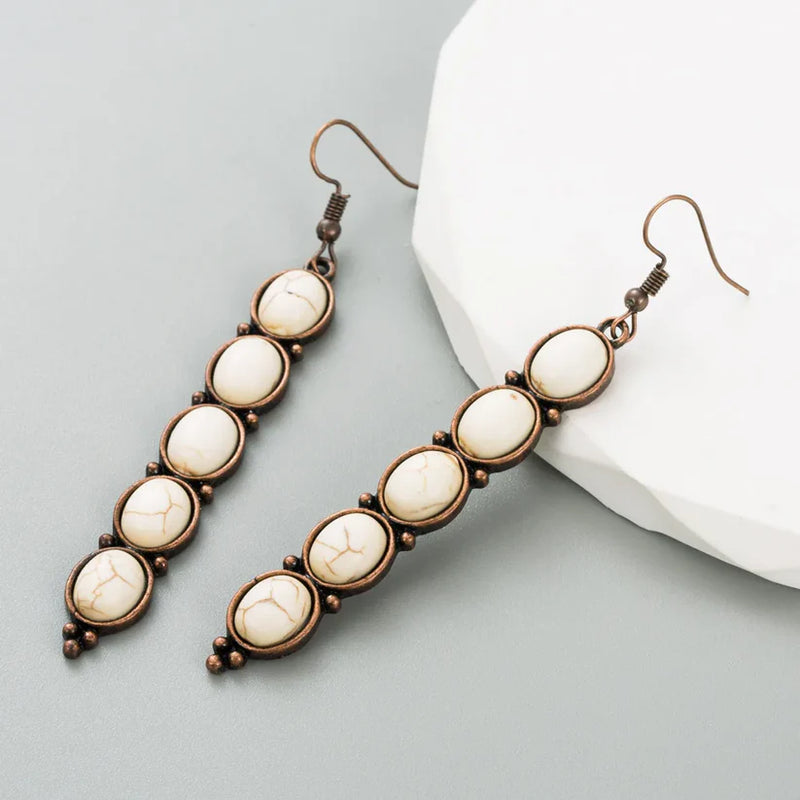 Load image into Gallery viewer, GOODER 2 - Retro White Multi Stone Drop Earrings
