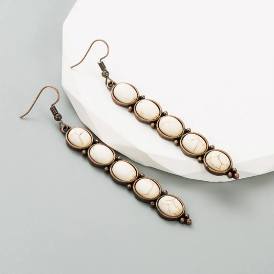GOODER 2 - Retro White Multi Stone Drop Earrings