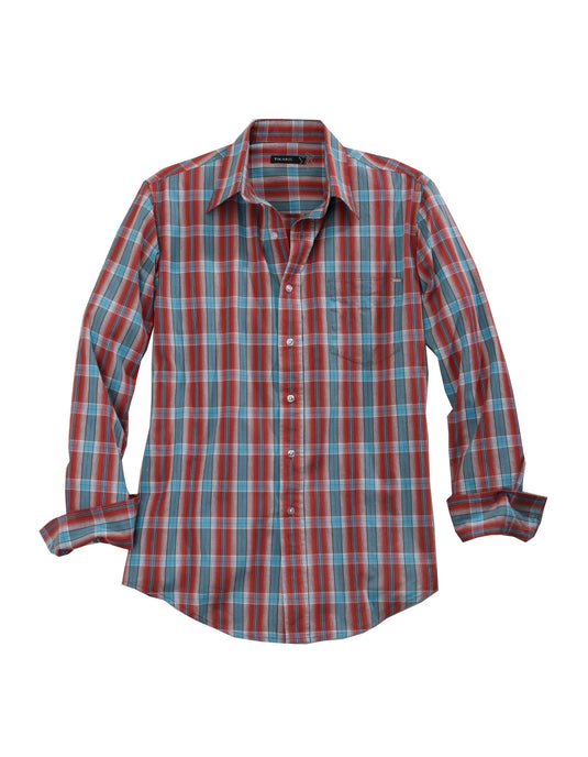 10-001-0062-0342 RE - Tin Haul Men's Highway Plaid Long Sleeve Western Button Down Shirt